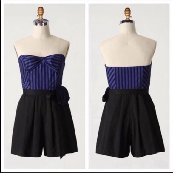 ANTHROPOLOGIE Maeve Chorus Girl Striped Romper 
Size 4 - Picture 1 of 7